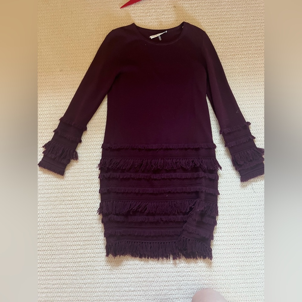 Trina Turk maroon sweater dress with slip